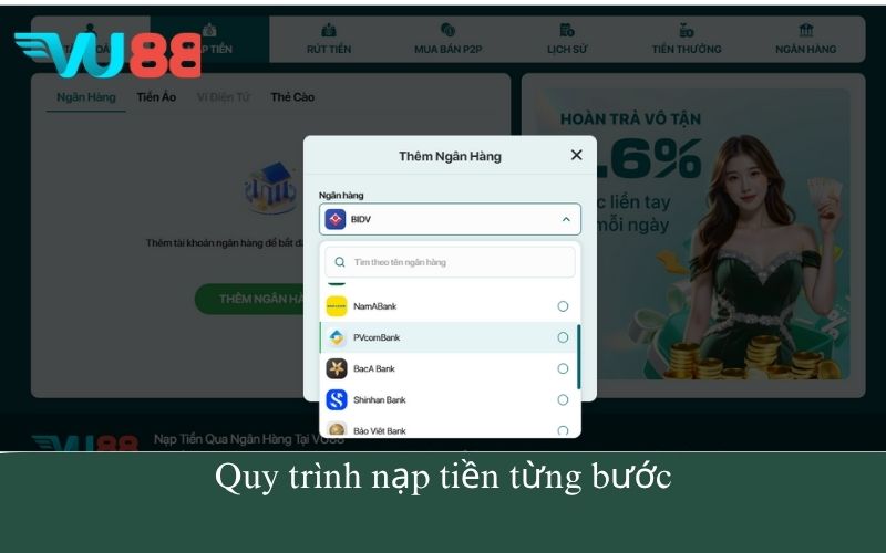 Quy trình nạp tiền từng bước